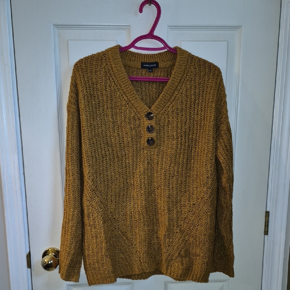 Warehouse Mustard V-Neck Sweater